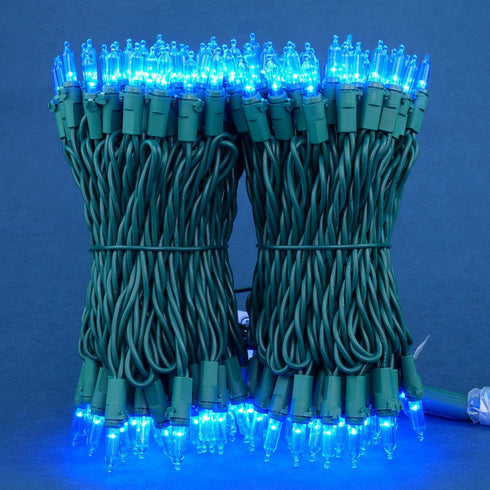 SWEET SHINE Blue LED Christmas Lights, Pack of 2 Sets 33 Ft 100 LED Green Wire Mini Lights Set, UL Certified Commercial Grade Holiday String Light (Blue)