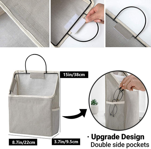 DRON TOOON Fabric Wall Hanging Storage Caddy Bag Over the Door Pouch Organizer for Bedroom Bathroom Kitchen (3Pack-A)