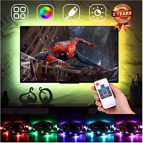 Ambient Lighting TV LED Backlight for 60-75in TV,USB LED Light Strip Bias Lighting Neon Accent for HDTV 4 Sides, Monitor Backlight with RF Remote Controller & Strong Adhesive Tape 13.2ft