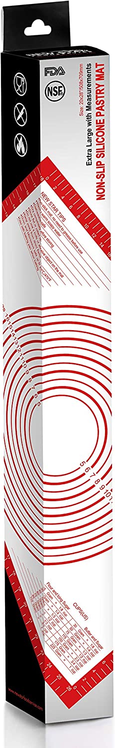 New Star 1029024 Non-Slip Silicone Pastry Mat, Extra Large with Measurements, 20x28'', NSF International Certified