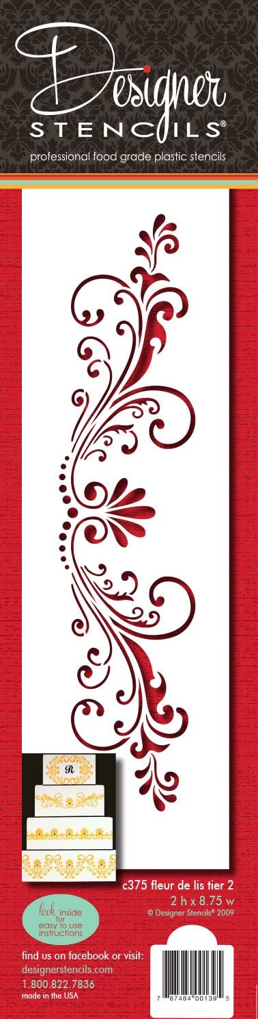 Designer Stencils Fleur De Lis Cake Stencil, Beige/Semi-Transparent