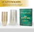 FOCUSLINE 100 Pack Gold Glitter Plastic Cups 9 oz Clear Plastic Cups Tumblers, Fancy Disposable Hard Plastic Cups with Gold Glitter for Wedding Cups Elegant Party Cups