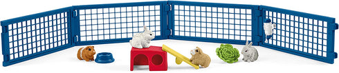 Schleich Farm World 14-piece Rabbit and Guinea Pig Hutch Toy Set with Animal Figures for Kids Ages 3-8, 5.7 x 19 x 11.5 cm