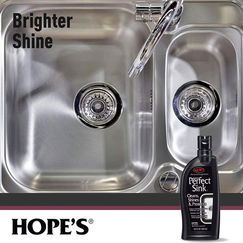 Hope's Perfect Sink Cleaner and Polish, Restorative, Water-Repellant, Removes Stains, Ideal for Brushed Stainless Steel, Cast Iron, Porcelain, Corian, Composite, Acrylic, 8.5 oz 2 Pack
