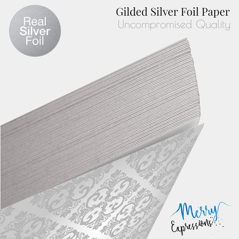 Merry Expressions Black Guest Book & Pen 9"x7" Hardcover 100 Page/50 Sheets Silver Foil Gilded Edges for Guests & Visitors to Sign at a Wedding, Funeral or Memorial, Party, Baby or Bridal Shower