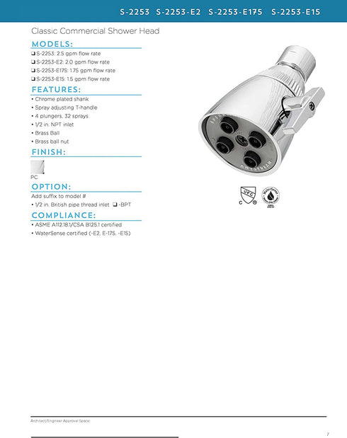 Speakman Z6000-YB-YC S-2253 Classic Anystream High Pressure Adjustable Shower Head, Polished Chrome, 2.5 GPM