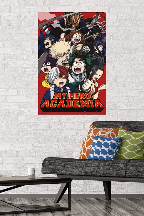 Trends International Hero Academia-Key Art 2 Wall Poster, 22.375" x 34", Poster & Mount Bundle