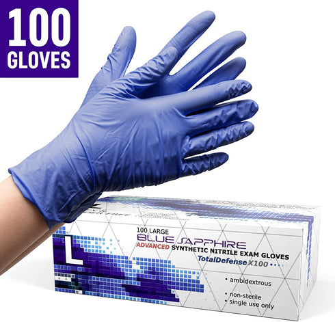 Synthetic Nitrile Black Disposable Gloves Large -100 PK No Latex Medical Gloves