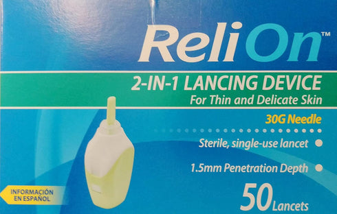 ReliOn - New Product (Needle & Lancets ) For Thin and Delicate Skin – 30 Gauge Needle – Sterile, single–use lancet. 1.5mm Penetration Depth. Includes 50 Lancets.