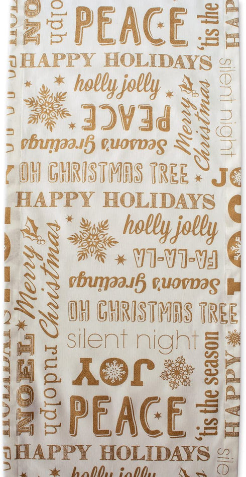 DII Holiday Collection Metallic Christmas, Gold Holiday Collage, 14x108