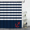 Bonhause Navy Blue Stripe Shower Curtain with 12 Hooks Nautical Anchor Decorative Bath Curtain 72 x 72 Inch Polyester Fabric Waterproof Bathroom Curtain