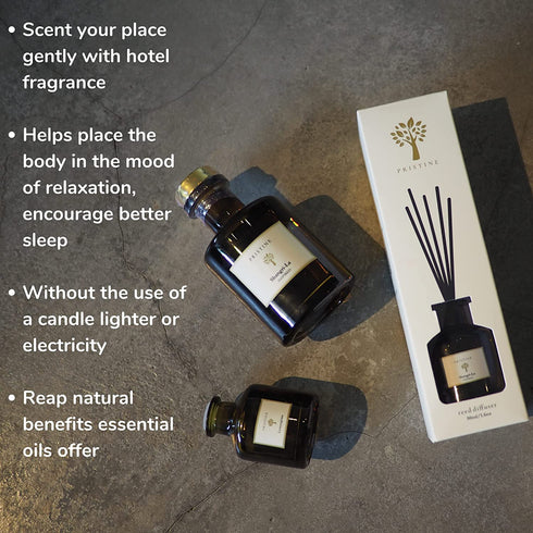 Inspired by The Marriott Hotel Reed Diffuser for Home | Citrusy Grapefruit, Apple / Ocean Breeze / Sandalwood Oil Reed Diffuser & Reed Diffuser Sticks | Essential Oil Reed Diffuser Set - Office Decor