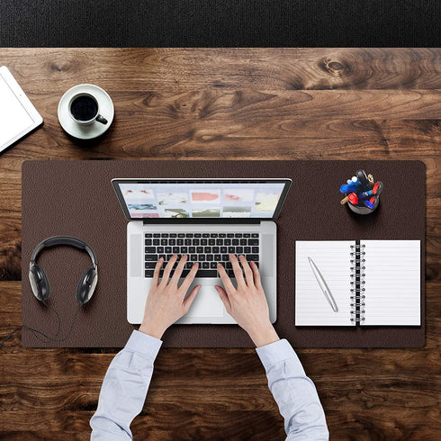 TESOBI Large Natural Cork & Leather Desk Pad, Double-Sided Desk Protector, Smooth Surface Mouse Pad, Waterproof Desk Mat for Office/Home/Gaming (36" x 17" Coffee)
