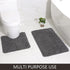 EFORPAD Curved U-Shaped Toilet Bathroom Rugs, 20 x 20 Inch, Chenille Non Slip Contoured Bath Mat Soft Absorbent Machine Washable Carpet for Bathroom Toilet, Grey