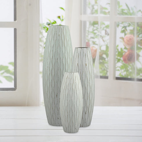 Stonebriar SB-5076C Beach Nostalgia Large Weathered Pale Ocean Wood Vase, Light Blue
