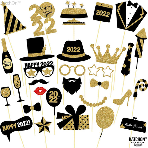 New Years Photo Booth Props 2022 Pack of 30, New Year Props | New Years Eve Party Supplies 2022, New Years Photo Props 2022 | New Years Photo Props 2022, Happy New Years Decorations, Little DIY