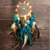 Dream Catcher Blue Tree of Life with Feathers, Mobile LED Fairy Lights Handmade Indians Traditional Circular Net for Wall Hanging Decor, Bedroom Kids, Home Decoration Wedding Party Blessing Gift