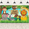Jungle Animal Theme Birthday Party Decorations, Extra Large Fabric Safari Animal Elements Printed Happy Birthday Backdrop Funny Cartoon Forest Banner Background for Birthday Party Supplies, 6 x 3.6ft