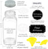 16 Glass Spice Jars Complete Set: 667 Chalkboard & Clear Printed Spice & Pantry Labels - Premier 8 fl Oz Empty Square Bottles w/ Pour/Sift & Coarse Shakers & Airtight Caps - Silicone Funnel Included
