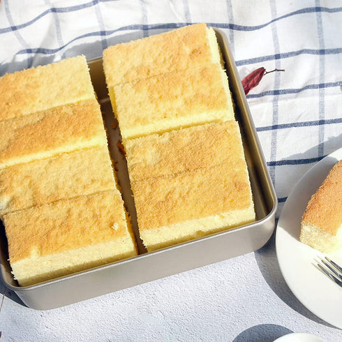 Bakestudio Square Cake Pan set of 2, Deep Baking Sheets for oven, Nonstick Baking Tray, Gold-Perfect for Brownies, Cakes, Casseroles-Durable Warp-Resistant (9.4 Inch)