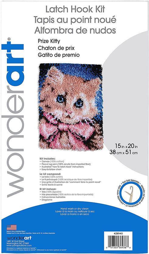 Patons Wonderart Prize Kitty Latch Hook Kit, 15" X 20"