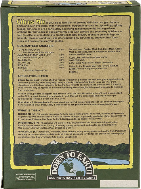 Down to Earth Organic Citrus Fertilizer Mix 6-3-3, 5 lb