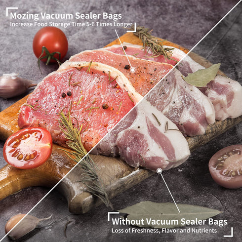Mozing Vacuum Sealer Bags, Commercial Grade Food Seal Bag Rolls, Meal Saver Bags for Storage or Sous Vide, 5 Pack 1 Roll 5.9" x 11', 1 Roll 6.7" x 11', 1 Roll 7.9" x 11', 1 Roll 9.8" x 11' and 1 Roll 11" x 11' (5 Rolls)