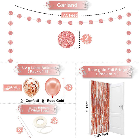 Happy New Year Decorations 2022 Set - Rose Gold Glitter Happy New Year Banner, No DIY | Rose Gold Fringe Curtain for Happy New Year Backdrop | New Years Eve Party Supplies 2022, New Years Decorations