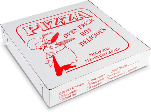 10" Length x 10" Width x 2" Depth Lock Corner Clay Coated Thin Pizza Box by MT Products (20 Pieces)