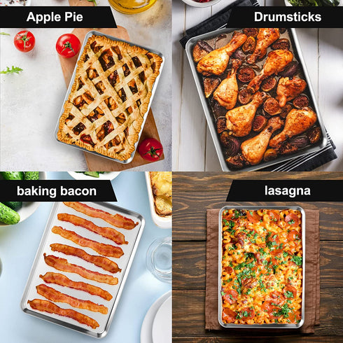 Baking Sheets Set of 2 Packs, Zacfton 12 Inch 16 Inch Baking Pans Cookie Pan Tray for Toaster Oven Bakeware Set Rimmed Baking Tray 2 Pieces for Baking and Roasting, Durable & Commercial Quality