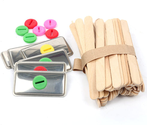 Yaekoo Set of 6 Stainless Steel Popsicle Mold and Rack Set - Homemade Ice Treat Makerwith 50 Wooden Sticks and 6 Silicone Seals and Bonus Cleaning Brush