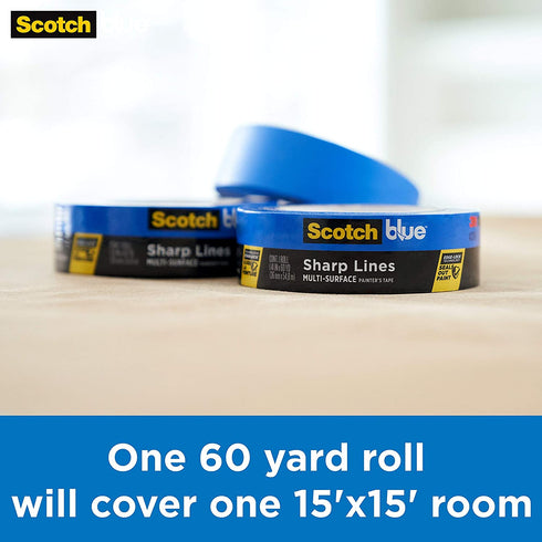 ScotchBlue Sharp Lines Painter's Tape, 1.41 inch x 60 yard, 3 Rolls