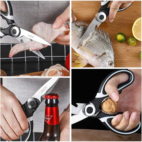 Poultry Shears, X-Chef 2 Set Kitchen Shears Heavy Duty Meat Scissors Stainless Steel Kitchen Scissors for Chicken Food Meat and Cooking Spring-loaded Handle