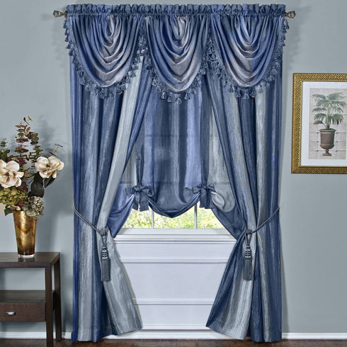 Achim Home Furnishings Ombre Tie up Shade Window Curtain, 50" x 63", Blue
