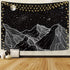 Sevenstars Mountain Tapestry Moon Star Tapestry Starry Night Sky Tapestry Black and White Mountains Tapestry for Room