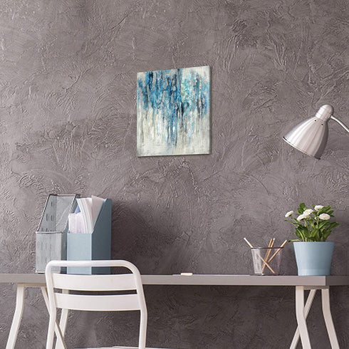 UTOP-art Blue Abstract Wall Art Canvas Painting: Navy and Gray Artwork Silver Print Modern Picture on Large Canvas Poster for Living Room and Office