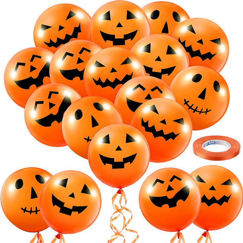 60 Pieces Halloween Balloons Pumpkin Balloons Halloween Balloons 12 Inch Latex Balloons Halloween Expression Balloon 4 Styles Orange Pumpkin Balloons for Halloween Birthday Party