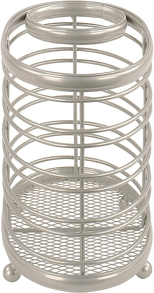Spectrum Diversified Ashley Countertop Hair Dryer & Accessory Organizer Station Styling Tool Caddy for Brushes, Flat Irons, Curling Wands & Makeup Applicators, Satin Nickel