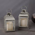Silver Decorative Lantern, Set of 2 - LED Flameless Candles, 8 Inch, Battery Operated, 6 Hour Timer, Winter Wedding Centerpiece / Ramadan Home Decor