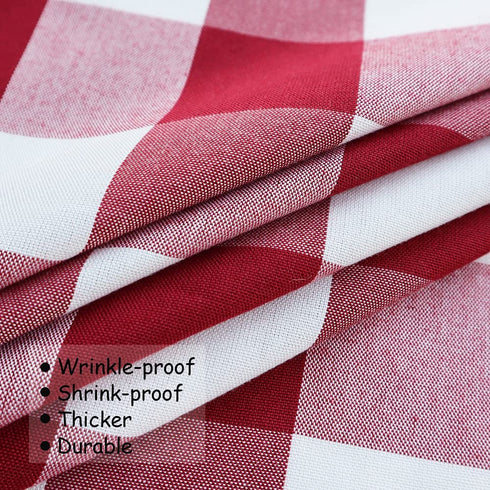 Wracra Cotton Checkered Tablecloths Buffalo Plaid Square Table Cloth Waterproof Washable Wrinkle Free Anti-Fading Outdoor & Indoor Dining Table Cover, Red, 55 — 55 inches