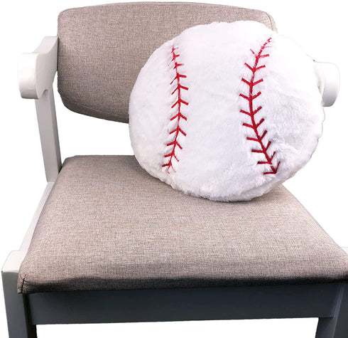 Baseball Pillow Fluffy Baseball Plush Pillow Baseball Throw Pillow Soft Stuffed Baseball Plush Pillow Toy Durable Round Baseball Shaped Pillow Sport Toys Gift for Kids Boy Girls Child Baby Room Decor