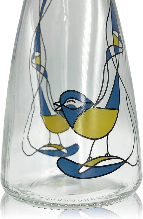 Chirpy Jug Glass Water Carafe Tweeting Bottle 34oz (1L)