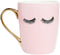 Sweet Water Decor Cute Coffee Mugs with Golden Handle | Girly Make Up & Mascara 16oz China Coffee Cup with Eyelashes | Embellished with Real Gold & Microwave Safe (Pink)