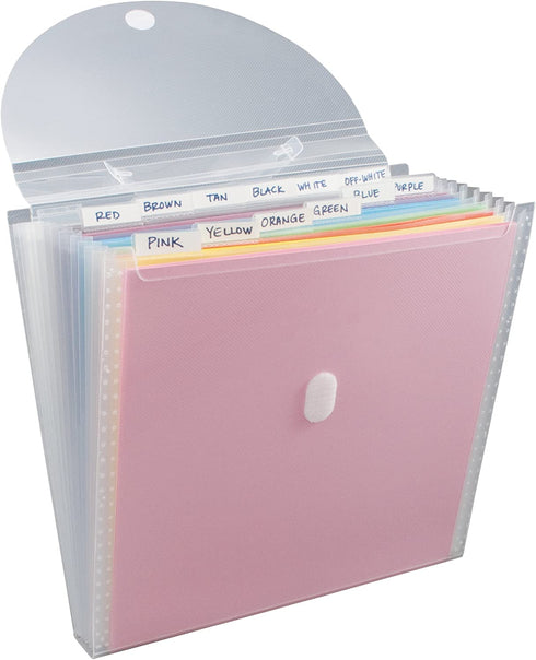 Storage Studios Expandable Paper Organizer 12 Pockets, 1.375 x 13.125 x 13.25 Inches, Clear (CH93389)