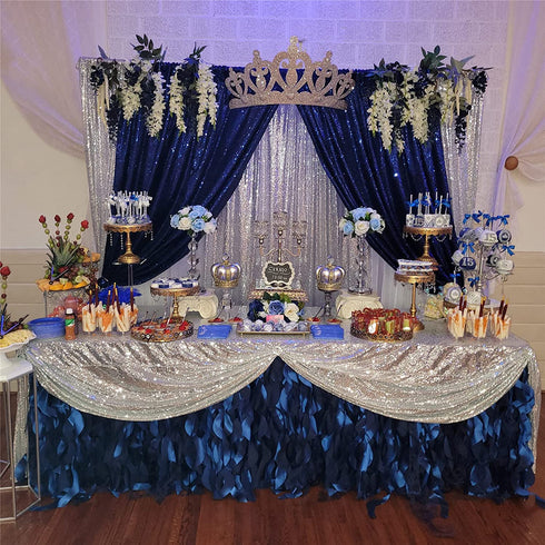 B-COOL 60x102 Inch Christmas Tablecloth Rectangle Silver Sequin Tablecloth Sequin Table Linens Glitter Tablecloth Wedding Sequin Tablecloth for Christmas