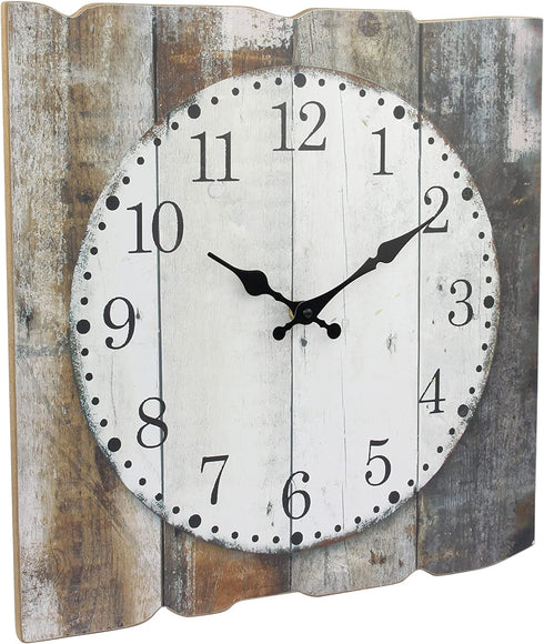 Stonebriar Square 15" Rustic Farmhouse Worn Wood Arabic Number Battery Operated Wall Clock