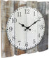Stonebriar Square 15" Rustic Farmhouse Worn Wood Arabic Number Battery Operated Wall Clock