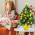 CREPRO 2ft Pre-lit Christmas Tree, Artificial Mini Christmas Tree with Lights and Christmas Ornaments, Tabletop Christmas Trees with Star Treetop for Xmas Home Party Holiday DIY Decorations(Gold)