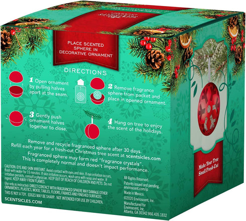 Scentsicles Decorative Christmas Ornament for Christmas Tree Air Freshener with Natural Holiday Scented Paper (O Christmas Tree Holiday Fragrance)