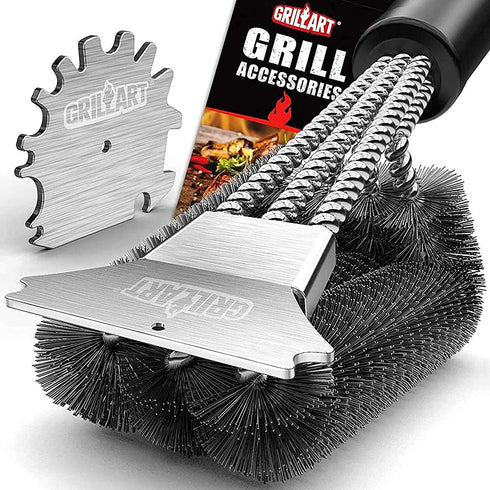 GRILLART Grill Brush and Scraper,18 Inch BBQ Grill Cleaning Brush Kit, Safe Wire Scrubber, Universal Fit BBQ Cleaner Accessories for All Grates